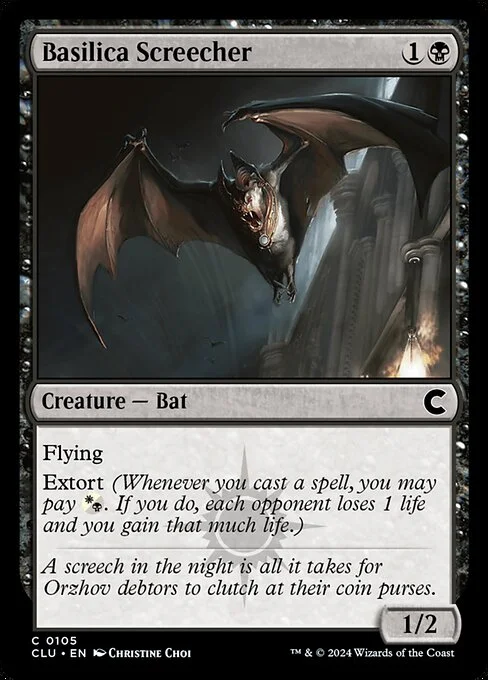 Basilica Screecher, carta Magic di tipo Creature — Bat illustrata da Christine Choi