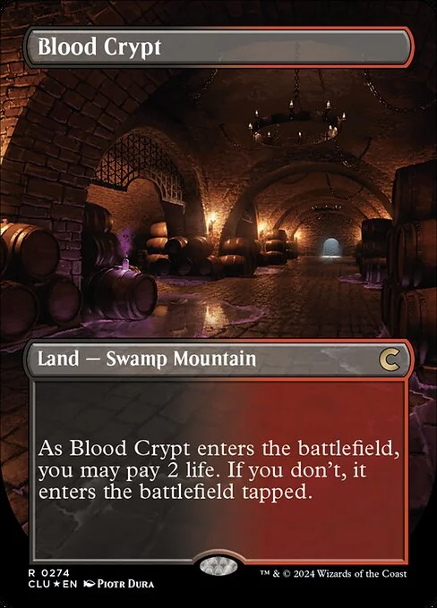 Blood Crypt, carta Magic di tipo Land — Swamp Mountain illustrata da Piotr Dura