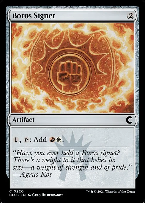 Boros Signet, carta Magic di tipo Artifact illustrata da Greg Hildebrandt