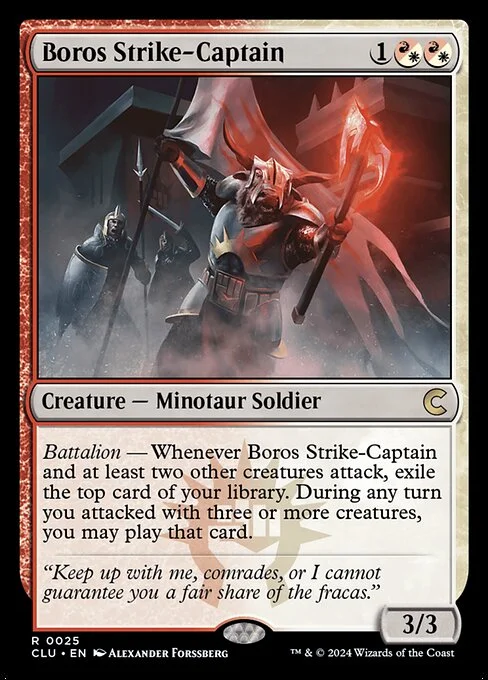 Boros Strike-Captain, carta Magic di tipo Creature — Minotaur Soldier illustrata da Alexander Forssberg