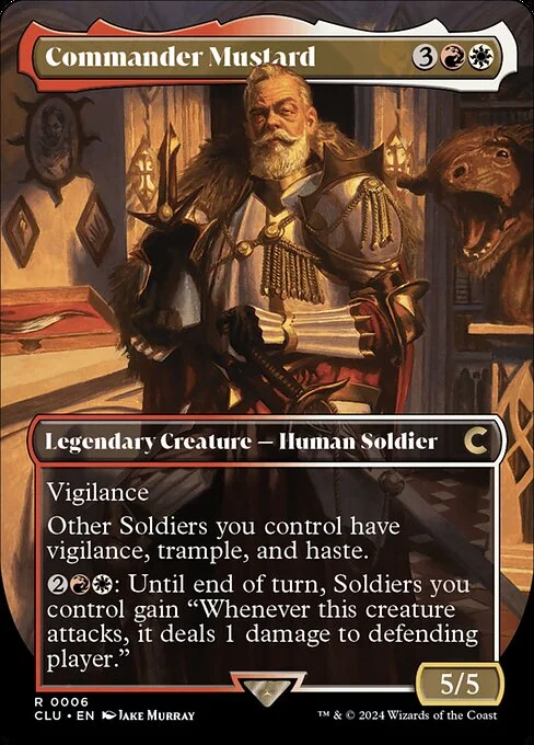Commander Mustard, carta Magic di tipo Legendary Creature — Human Soldier illustrata da Jake Murray