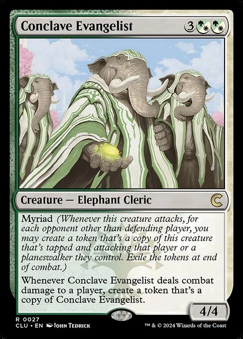 Conclave Evangelist, carta Magic di tipo Creature — Elephant Cleric illustrata da John Tedrick