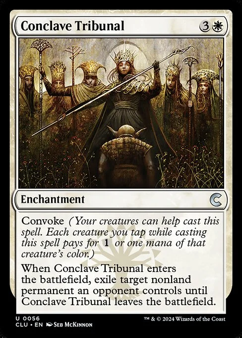 Conclave Tribunal, carta Magic di tipo Enchantment illustrata da Seb McKinnon