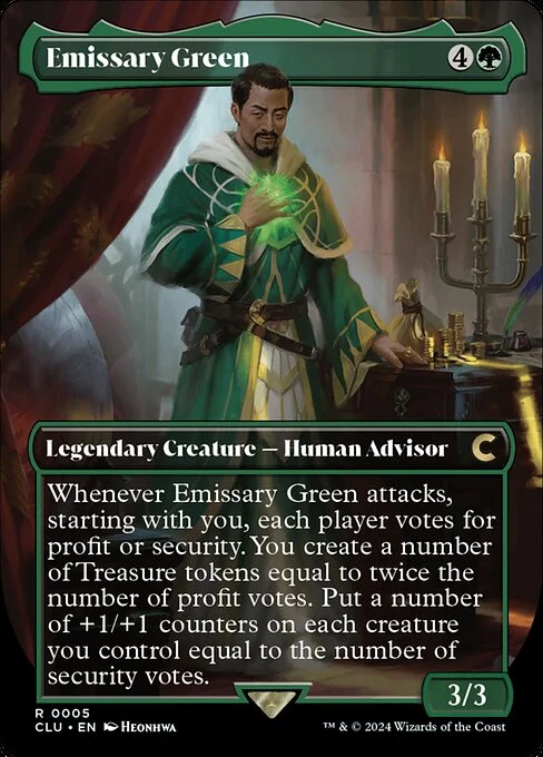 Emissary Green, carta Magic di tipo Legendary Creature — Human Advisor illustrata da Heonhwa