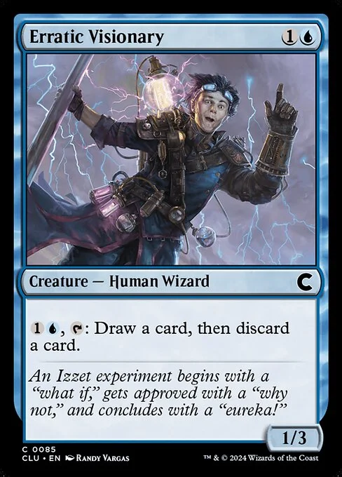 Erratic Visionary, carta Magic di tipo Creature — Human Wizard illustrata da Randy Vargas