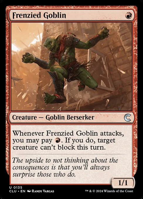 Frenzied Goblin, carta Magic di tipo Creature — Goblin Berserker illustrata da Randy Vargas