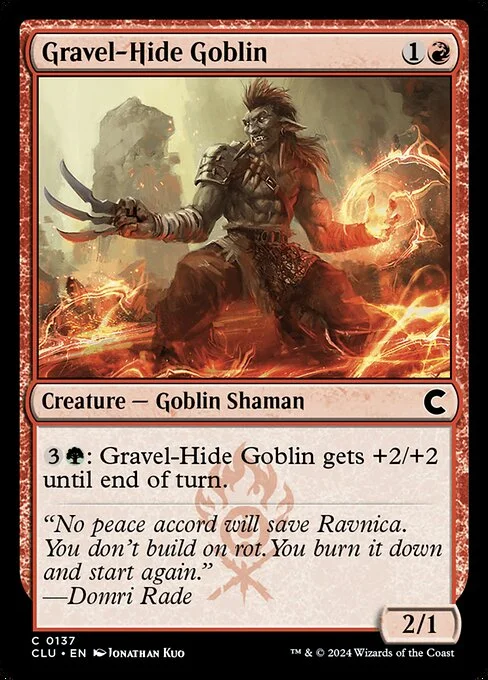 Gravel-Hide Goblin, carta Magic di tipo Creature — Goblin Shaman illustrata da Jonathan Kuo