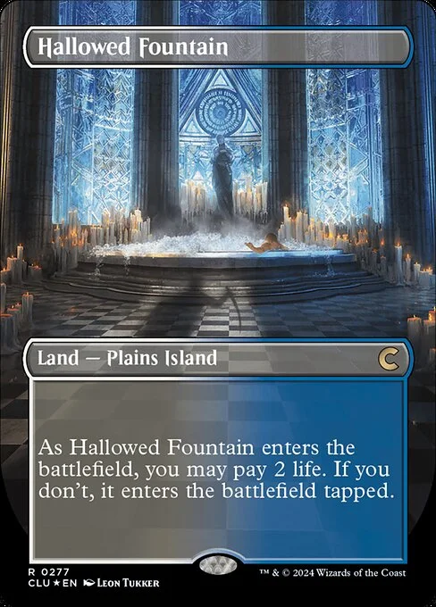Hallowed Fountain, carta Magic di tipo Land — Plains Island illustrata da Leon Tukker
