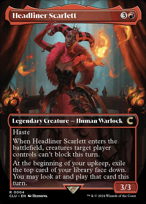 Headliner Scarlett, carta Magic di tipo Legendary Creature — Human Warlock illustrata da Heonhwa