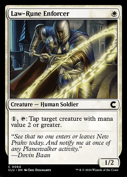 Law-Rune Enforcer, carta Magic di tipo Creature — Human Soldier illustrata da Eric Deschamps