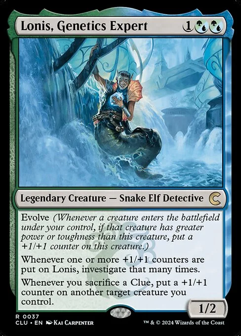 Lonis, Genetics Expert, carta Magic di tipo Legendary Creature — Snake Elf Detective illustrata da Kai Carpenter
