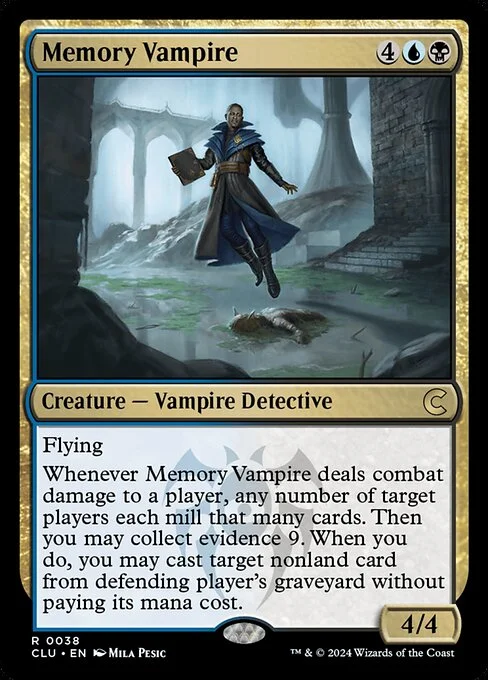 Memory Vampire, carta Magic di tipo Creature — Vampire Detective illustrata da Mila Pesic