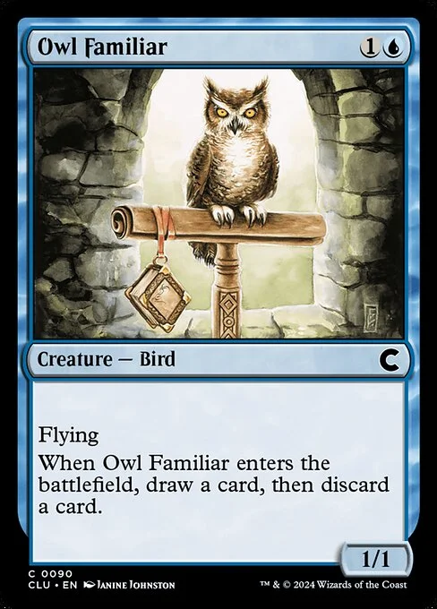 Owl Familiar, carta Magic di tipo Creature — Bird illustrata da Janine Johnston