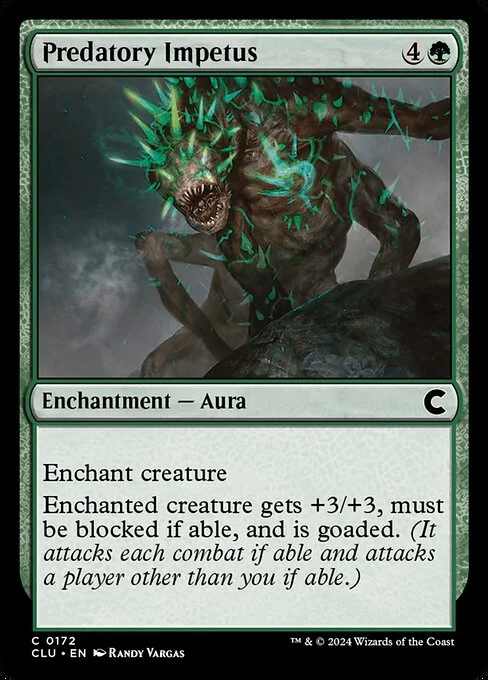 Predatory Impetus, carta Magic di tipo Enchantment — Aura illustrata da Randy Vargas