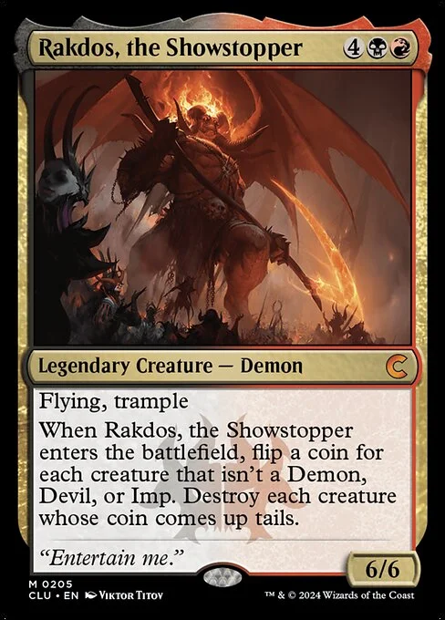 Rakdos, the Showstopper, carta Magic di tipo Legendary Creature — Demon illustrata da Viktor Titov