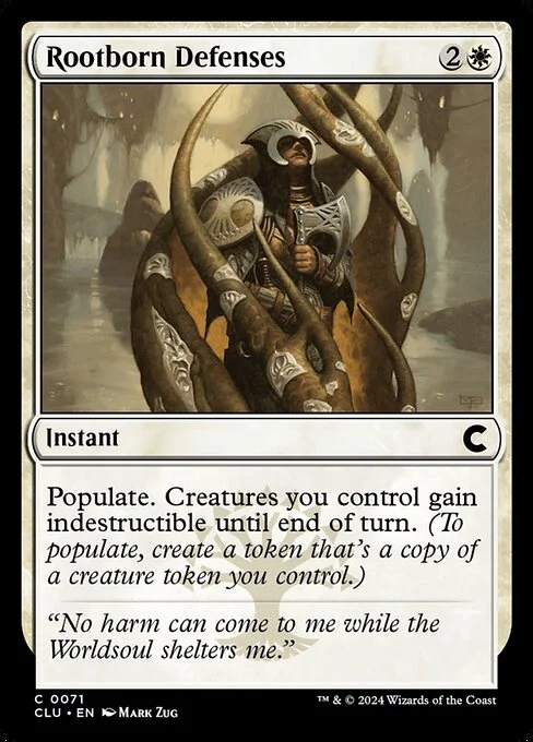 Rootborn Defenses, carta Magic di tipo Instant illustrata da Mark Zug