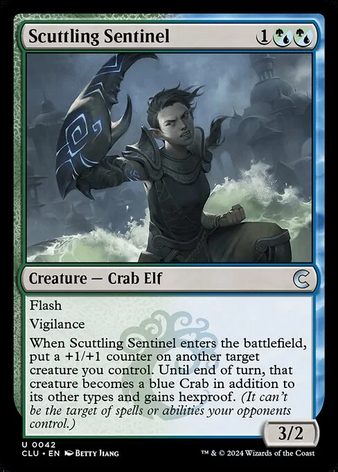 Scuttling Sentinel, carta Magic di tipo Creature — Crab Elf illustrata da Betty Jiang