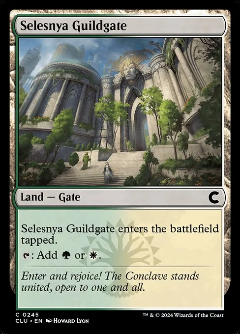 Selesnya Guildgate, carta Magic di tipo Land — Gate illustrata da Howard Lyon