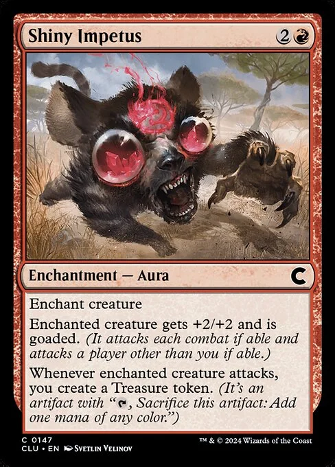 Shiny Impetus, carta Magic di tipo Enchantment — Aura illustrata da Svetlin Velinov