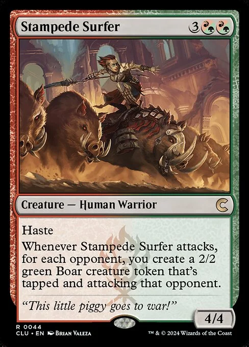 Stampede Surfer, carta Magic di tipo Creature — Human Warrior illustrata da Brian Valeza