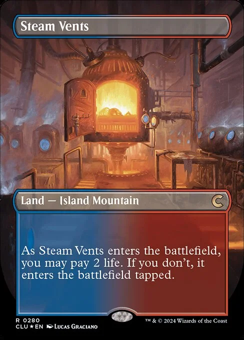 Steam Vents, carta Magic di tipo Land — Island Mountain illustrata da Lucas Graciano