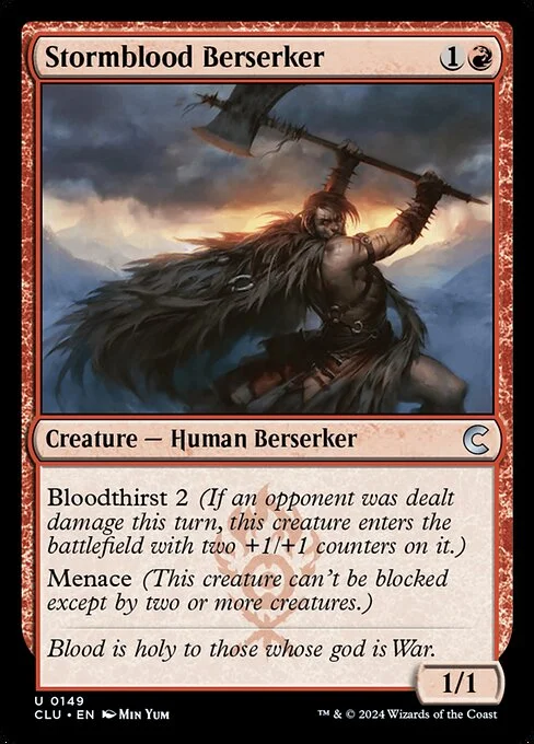Stormblood Berserker, carta Magic di tipo Creature — Human Berserker illustrata da Min Yum