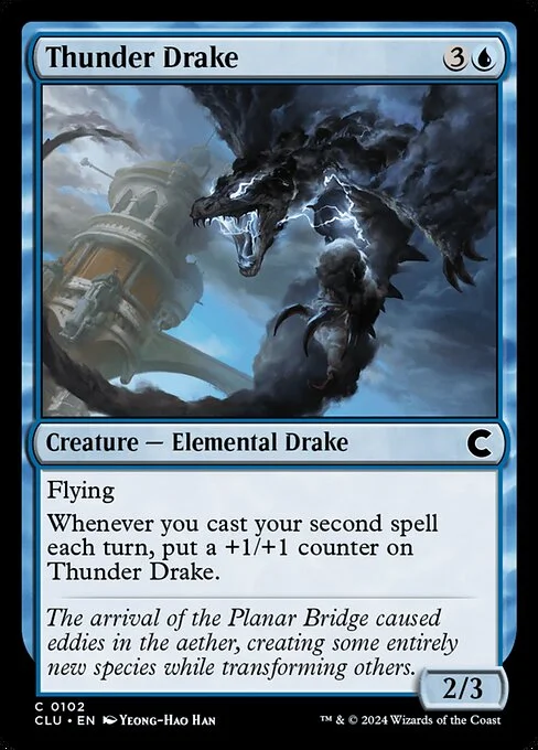 Thunder Drake, carta Magic di tipo Creature — Elemental Drake illustrata da Yeong-Hao Han