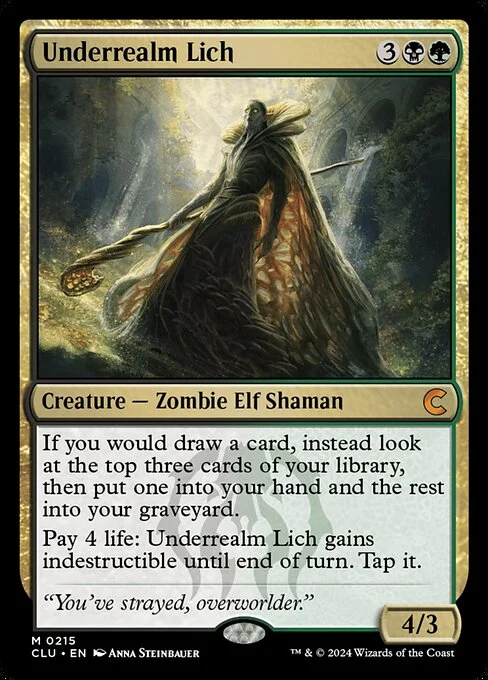Underrealm Lich, carta Magic di tipo Creature — Zombie Elf Shaman illustrata da Anna Steinbauer