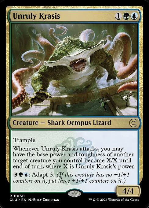 Unruly Krasis, carta Magic di tipo Creature — Shark Octopus Lizard illustrata da Billy Christian