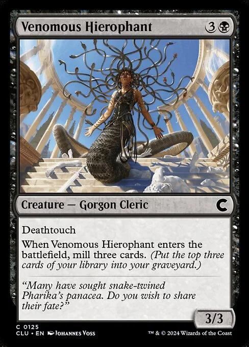 Venomous Hierophant, carta Magic di tipo Creature — Gorgon Cleric illustrata da Johannes Voss
