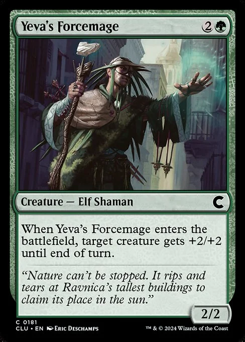 Yeva's Forcemage, carta Magic di tipo Creature — Elf Shaman illustrata da Eric Deschamps