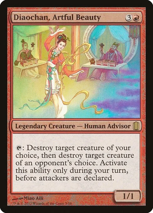 Diaochan, Artful Beauty, carta Magic di tipo Legendary Creature — Human Advisor illustrata da Miao Aili
