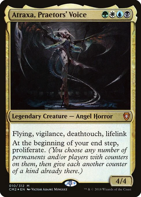 Atraxa, Praetors' Voice, carta Magic di tipo Legendary Creature — Phyrexian Angel Horror illustrata da Victor Adame Minguez