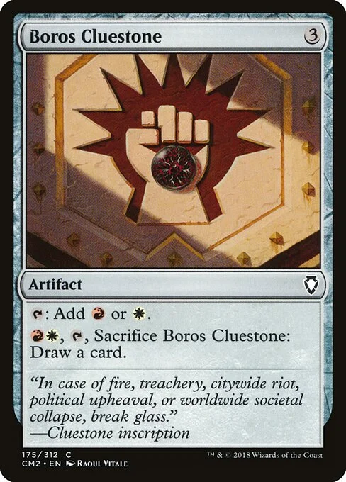 Boros Cluestone, carta Magic di tipo Artifact illustrata da Raoul Vitale