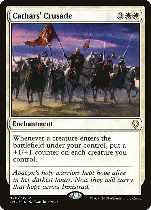 Cathars' Crusade, carta Magic di tipo Enchantment illustrata da Karl Kopinski