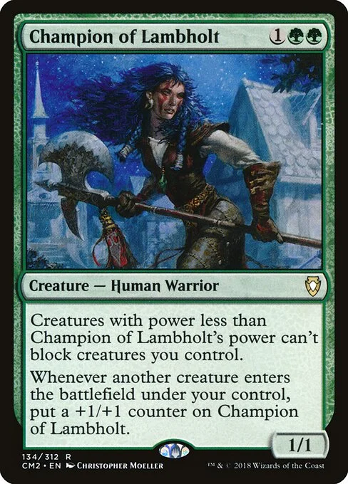 Champion of Lambholt, carta Magic di tipo Creature — Human Warrior illustrata da Christopher Moeller