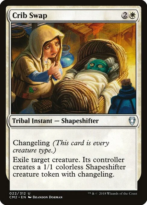 Crib Swap, carta Magic di tipo Kindred Instant — Shapeshifter illustrata da Brandon Dorman