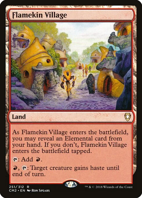 Flamekin Village, carta Magic di tipo Land illustrata da Ron Spears