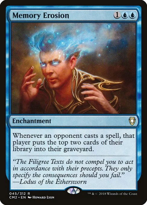 Memory Erosion, carta Magic di tipo Enchantment illustrata da Howard Lyon