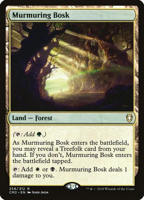 Murmuring Bosk, carta Magic di tipo Land — Forest illustrata da John Avon
