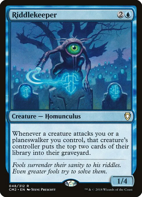 Riddlekeeper, carta Magic di tipo Creature — Homunculus illustrata da Steve Prescott