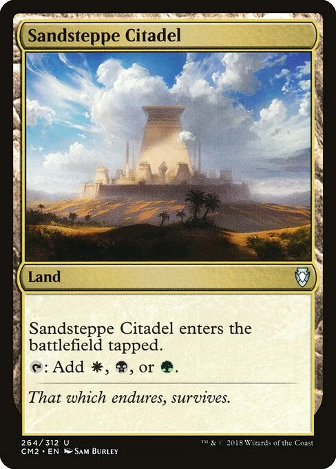 Sandsteppe Citadel, carta Magic di tipo Land illustrata da Sam Burley