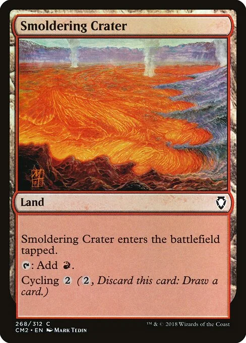 Smoldering Crater, carta Magic di tipo Land illustrata da Mark Tedin