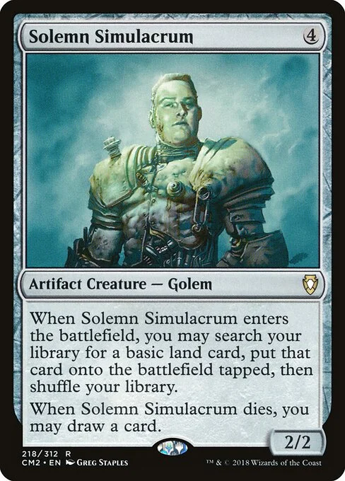 Solemn Simulacrum, carta Magic di tipo Artifact Creature — Golem illustrata da Greg Staples