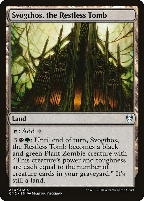 Svogthos, the Restless Tomb, carta Magic di tipo Land illustrata da Martina Pilcerova