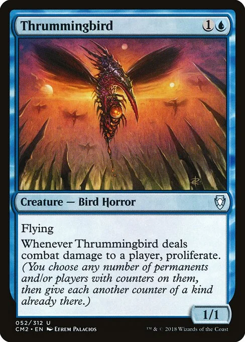 Thrummingbird, carta Magic di tipo Creature — Phyrexian Bird Horror illustrata da Efrem Palacios