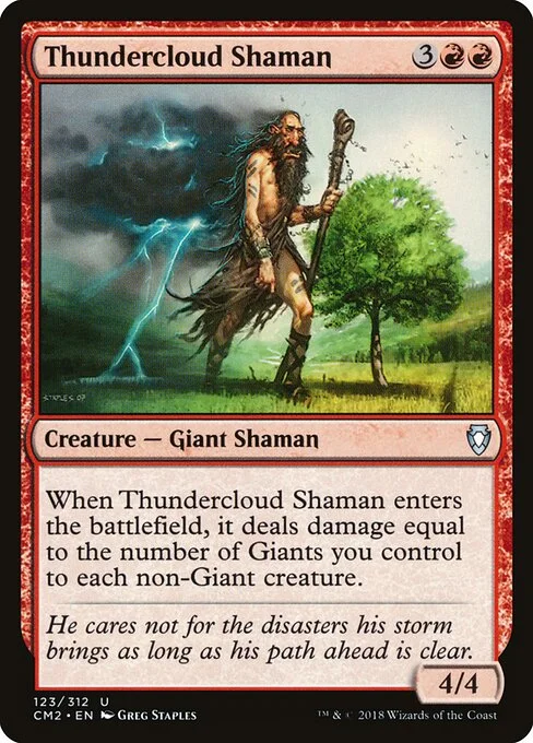 Thundercloud Shaman, carta Magic di tipo Creature — Giant Shaman illustrata da Greg Staples