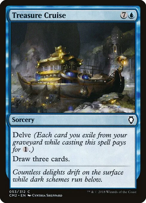Treasure Cruise, carta Magic di tipo Sorcery illustrata da Cynthia Sheppard