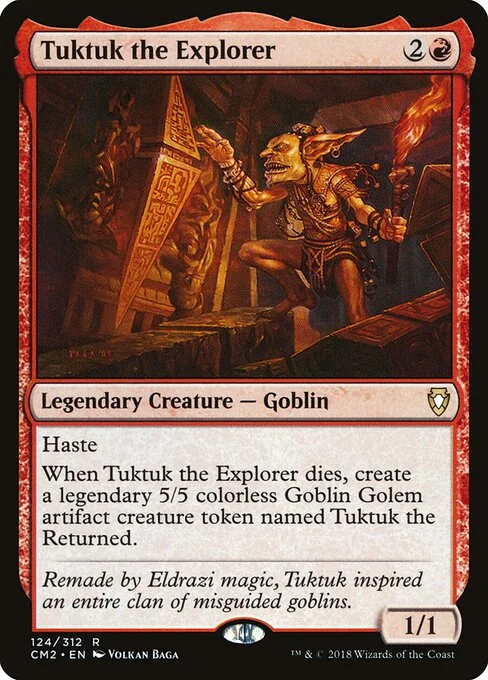 Tuktuk the Explorer, carta Magic di tipo Legendary Creature — Goblin illustrata da Volkan Baǵa