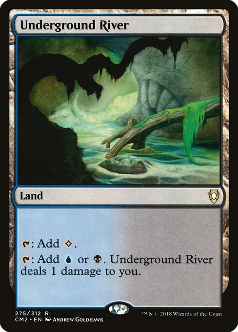 Underground River, carta Magic di tipo Land illustrata da Andrew Goldhawk